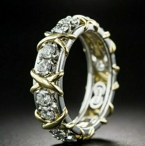 4Ct Lab Created Diamond Design Eternity Wedding Band Ring 14K White Gold Plated