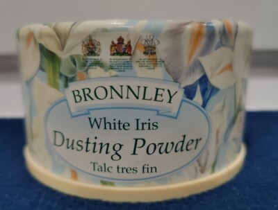 VTG Bronnley Dusting Powder White Iris Round Box Almost Empty 