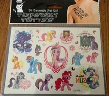 NEW 2 x Sheets of My Little Pony Temporary Tattoos 2 - 15.5cms x 11cms