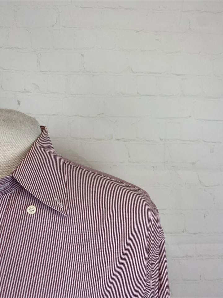 Givenchy мужской красный и белый в полоску хлопок платье рубашка 15,5 32/33 $159 - Изображение 2 из 4