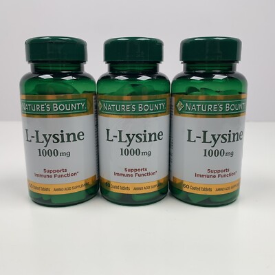 (3) Nature s Bounty L-LYSINE 1000mg 60 Tablets - Supports Immune Health 5/2027