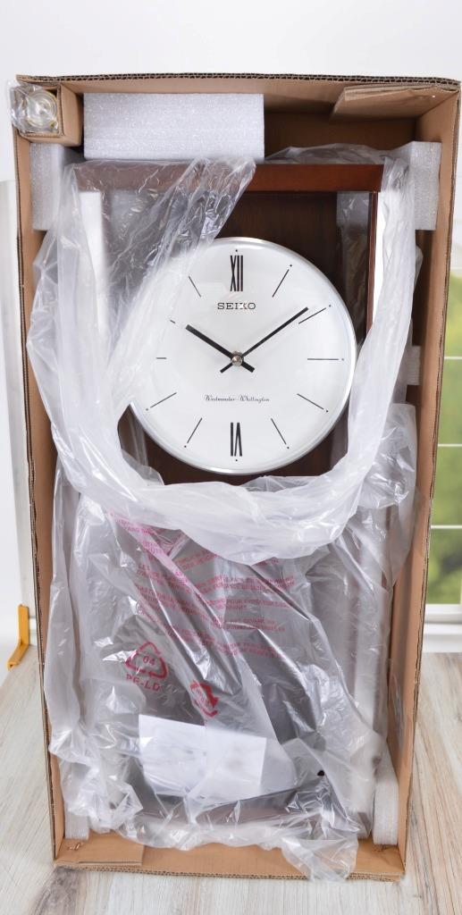 Seiko Wall Clock MidCentury Modern with Pendulum & Dual Chime QXH068BLH NEW eBay