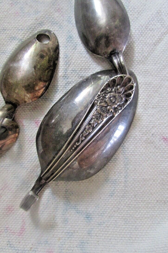 RARE VINTAGE LINKING CONCHO BELT SOLID SILVER PLATED SPOONS Size up to 39” Waist - Picture 7 of 9