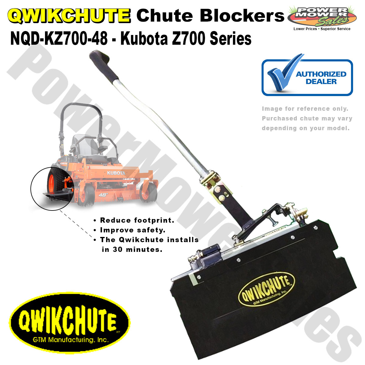 Qwikchute Chute Deflector for Kubota Z700 Mower Series w 48  Deck