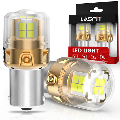 Lasfit 1156 7506 LED Reverse Backup Light Bulbs White 6000K Canbus Error Free 2x