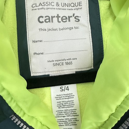 Carters Coat Puffer Ski Snowboarding Dragon Dinosaur Monster Hooded Green S/4 - Picture 3 of 7