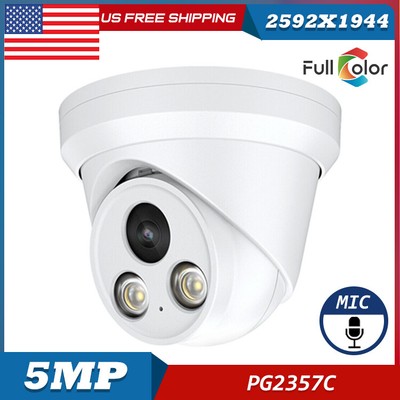 Hikvision Dahua Compatible Full Color 5MP MIC Security IP Camera PG2357C Turret