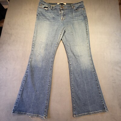 Mossimo Jeans Womens 16 Blue Medium Washed Distressed Flared Y2K 