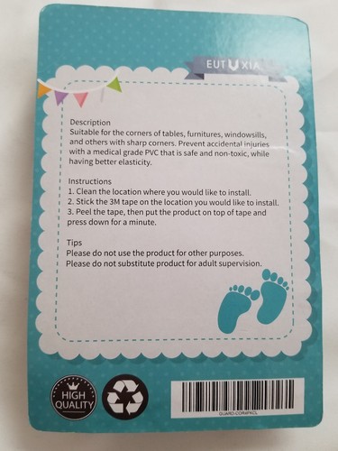 (4) Pieces Eutuxia Clear Table Corner Protection Safety Guards for Babies/Kids - Picture 2 of 2