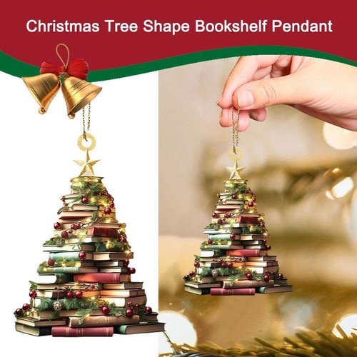 Book Lovers Bookshelf Pendant Ornament Christmas Book Store Tree Decor Gifts New - Picture 3 of 11