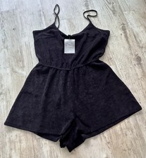 H&M Ladies Black Towelling Strappy Playsuit Small New Tagged
