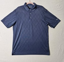 Nike Golf Polo Shirt Men's Size Large Short Sleeve Blue Diamond AOP Dri Fit