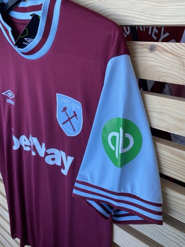 West Ham United 2024 2025 Home Football Soccer Jersey Umbro Tee Shirt - Picture 6 of 7