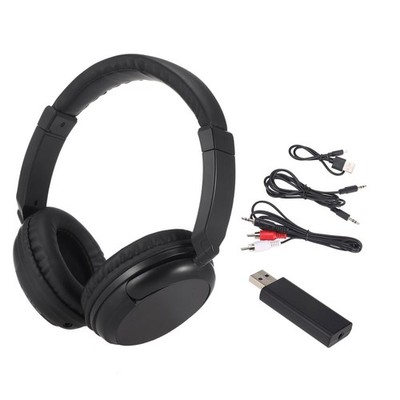 FM Headphones Over-Ear Music Earphones with Transmitter 3.5mm Cable, Wired He...