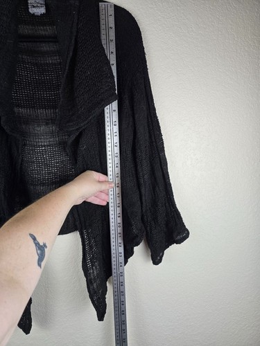 La Bottega di Brunella Italy Black Handwoven Linen Open Cardigan Lagenlook - Picture 7 of 9