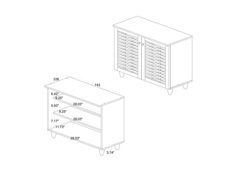 Armario de almacenamiento de zapatos Winda de 2 puertas, marrón oscuro Foto 3 de 4