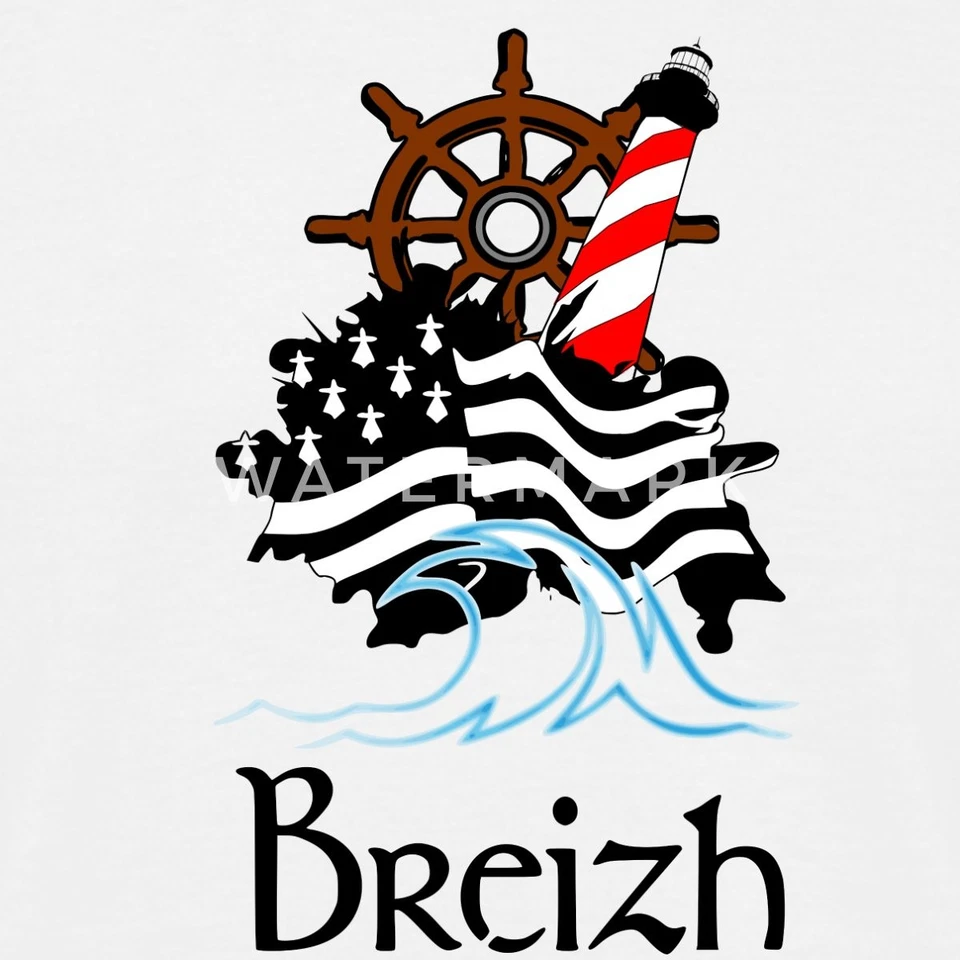 Breizh Bretagne Flagge Mit Steuerrad Männer T-Shirt - Bild 2 von 4
