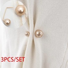 Imitation Pearl Brooch Pins Double Bead Sweater Cardigan Clip Jewelry 3PCS