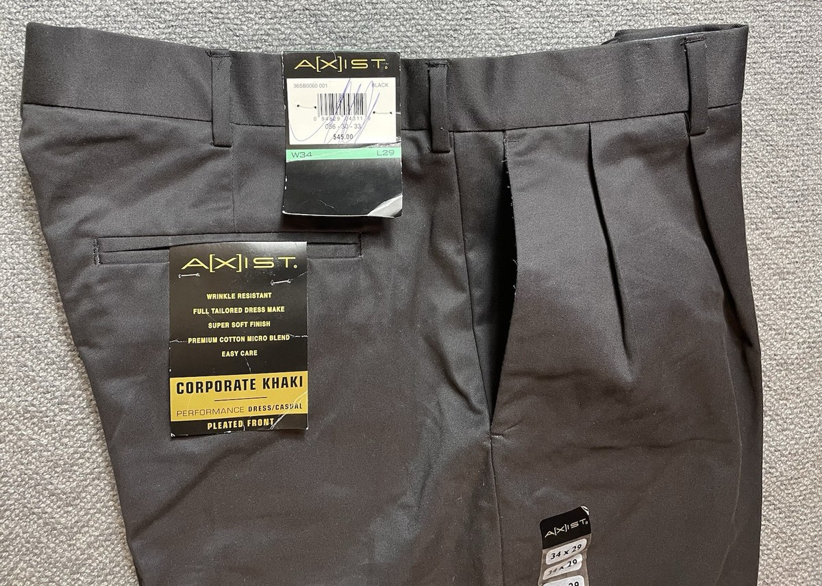 その他 9 AXIST Men's Black Pleated Dress Pants 34x29 