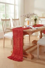, 2 Pack Cheesecloth Table Runner, Fall Table Runner 120 Inch – Terracotta Ch...