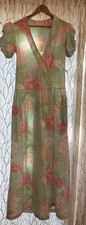 MISS ELAINE Floral Seersucker Wrap Long Robe House Dress Housecoat Puff Sleeves