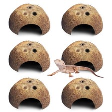 Natural Coconut Reptile Hideouts Lizard, Coco Hut Hermit Crab Hut Aquarium Fi...