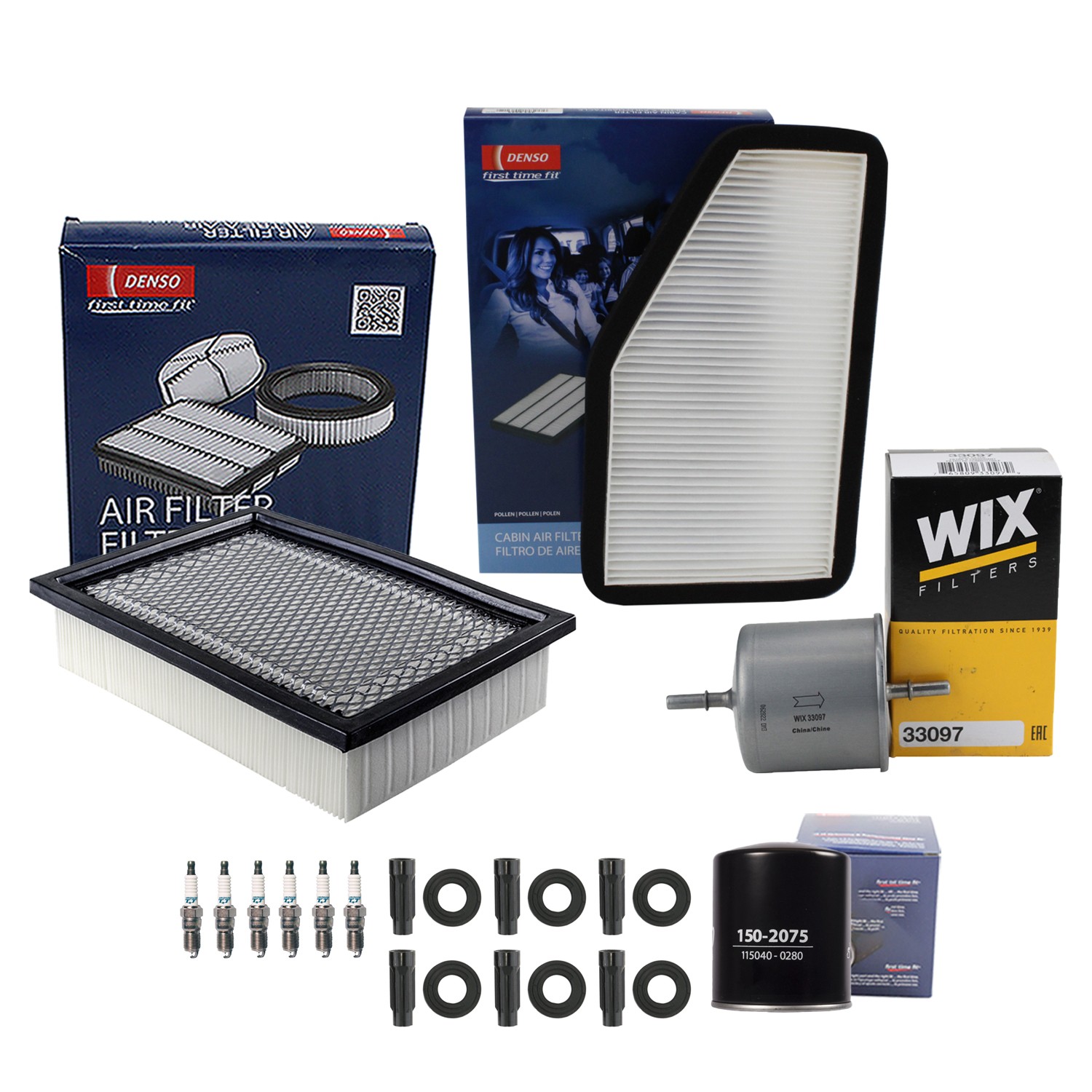 Denso Tune Up Kit 6 Spark Plugs & Boots Kit for Escape Mariner 3.0 V6 DOHC Vin 1