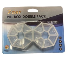 MEDca Round 7-Day Portable Pill Box Double Pack - Easy to Open Lids!