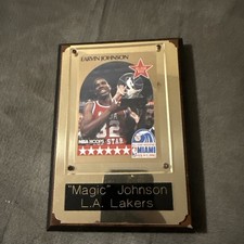 MAGIC JOHNSON ~ Plaque w/ 1990-91 NBA Hoops Card (MVP)