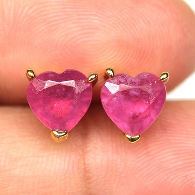 Christmas Ohrringe 925 Sterling Silber 7 x 7 mm Pink Ruby, 18K Vergoldet