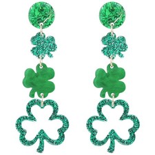 Vivrerizo St. Patrick's Day Earrings, Irish onesize, Hollow Shamrock Earrings