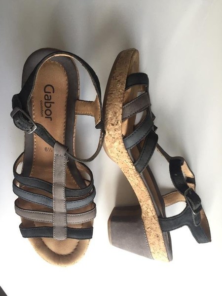 Women Gabor Heels Navy Leather 39.5 #7SVL