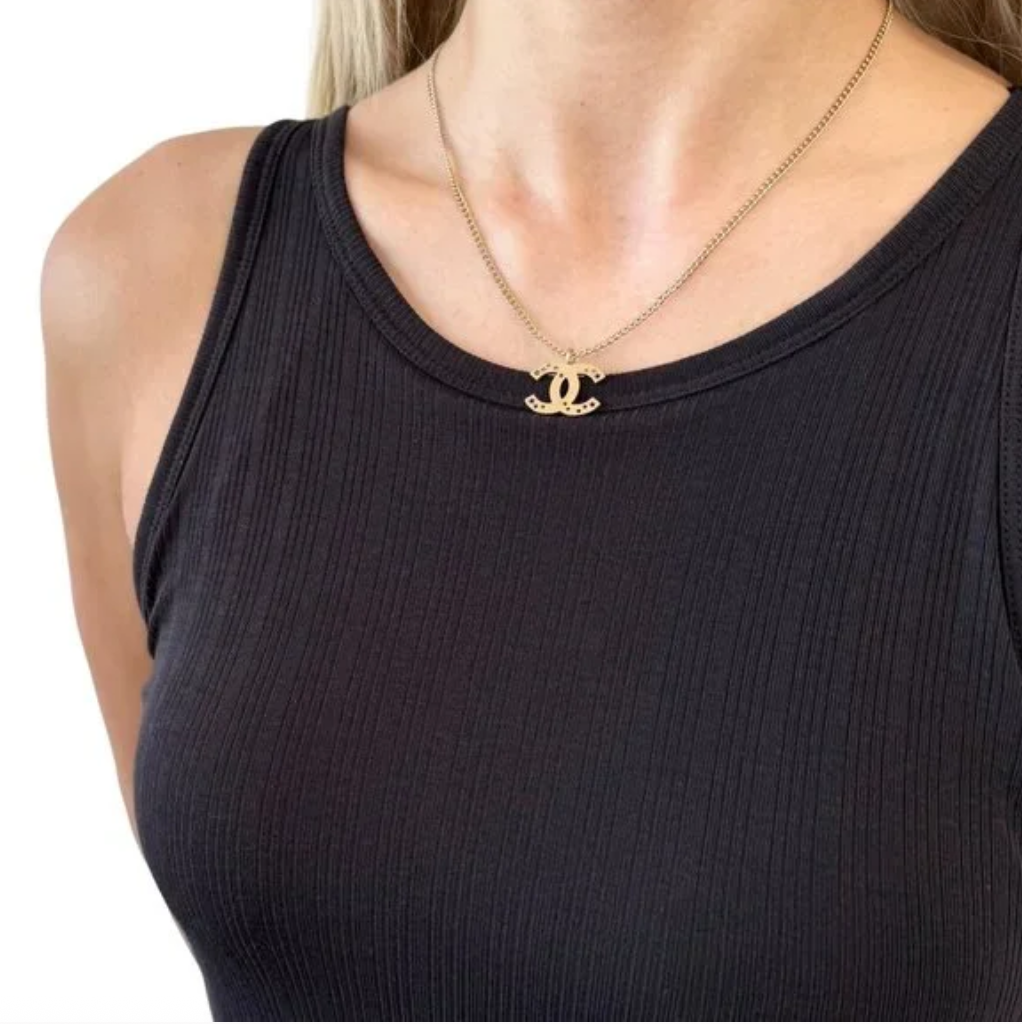 CHANEL Vintage 03A CC Mark Logo Necklace Accessory Star Jewelry