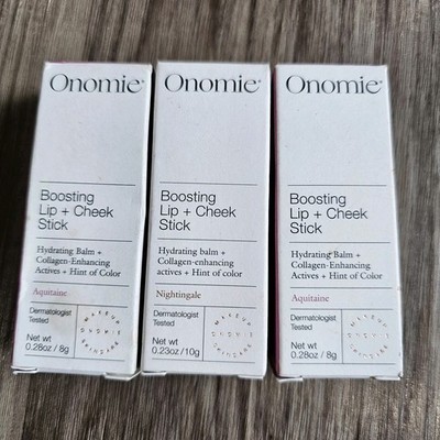 3 x Onomie Boosting Lip Cheeck Stick Aquitaine Nightingale 8g