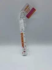 Brand New DUNKIN' STAINLESS STEEL REUSABLE STRAW W/CLEANING BRUSH ORANGE !!