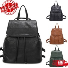 Women’s PU Leather Backpack Rucksack Drawstring Travel School Work Shoulder Bag