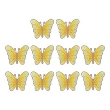 10 Pcs Butterfly Iron on Patches, Embroidered Sew on Applique, Gold