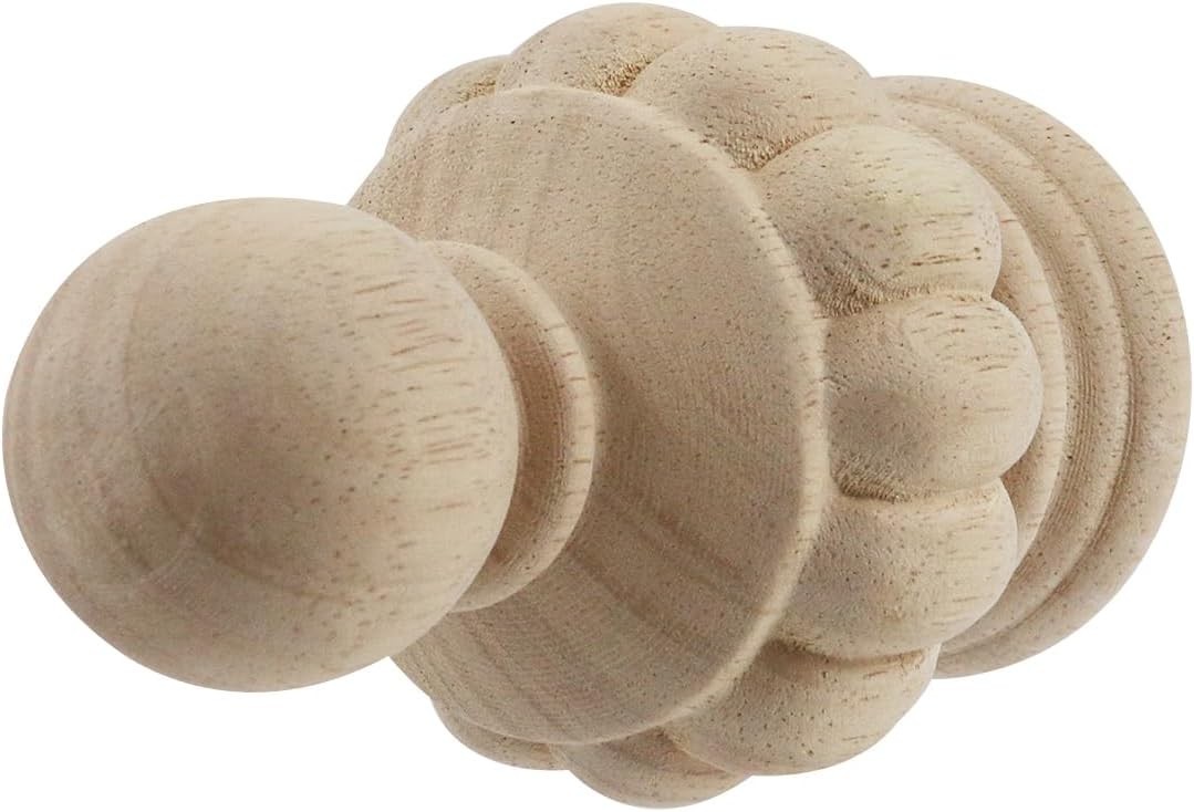 Wood Finials Curtain Rod Bed Post Staircase Decor DIY Crafts Unfinished 1 Pc