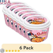 6 Pack Carbo Hot Chicken Topokki Bowl Spicy Rice Cake Instant Noodles 179g New