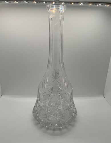 Crystal Cut Glass Long Neck Vase/Decanter 12" Tall