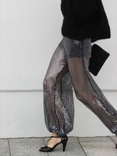 ZARA ZW COLLECTION SEQUIN MESH BALLOON PANTS size XS
