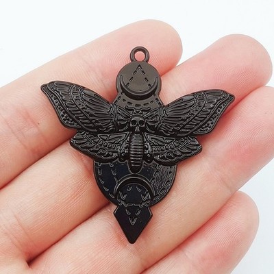6 Stck. Legierung Schwarz Ton Große Motte Gothic Anhänger Charm LCRG08