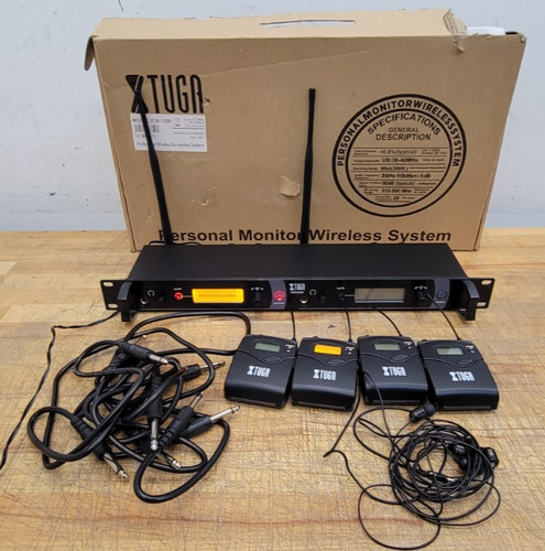 XTUGA RW2080 Wireless in Ear Monitor System With 4 Bodypacks and Cables - USED