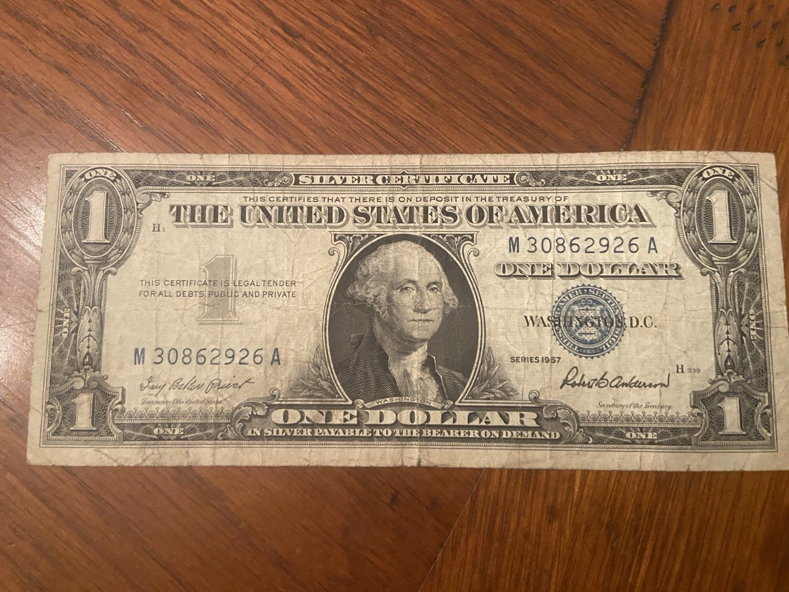 1957 silver certificate blue seal dollar bill | eBay