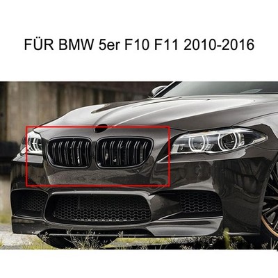 FÜR DEN BMW 5ER F10 F11 SPORT KÜHLERGRILL NIEREN DOPPELSTEG GLANZ SCHWARZ