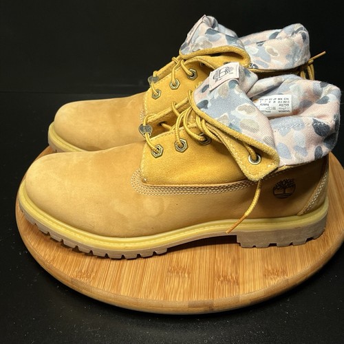 Timberland Roll Wildleder Leder Arbeitsstiefel Damen 9 Pink Camouflage Fold Overs A2MF6 EUC - Bild 5 von 22