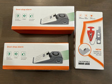 2 Pack Door Stop Alarms 1 Portable Door Lock For Travel Security NIB
