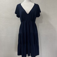 Urban Outfitters Navy Blue Dress Y2K. Tiered Sz Large V Neck
