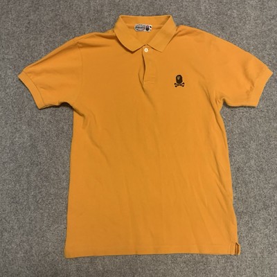 Bape Polo Shirt Pirates Store Limited Men Excellent Used 80s Orange Skull Bones