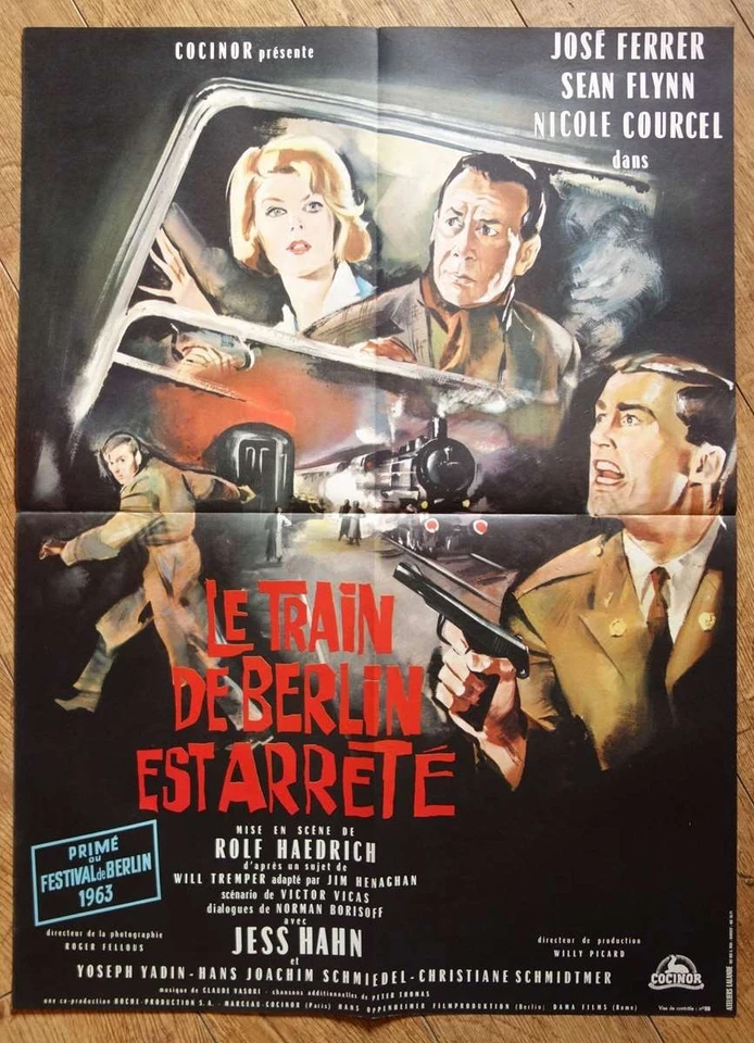 TRAIN DE BERLIN EST ARRETE Sean Flynn affiche cinema originale 80x60 cm '63 - Photo 1/1